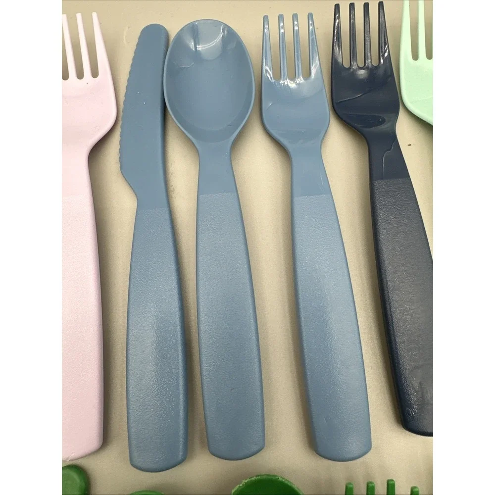Pillowfort Kids Plastic Utensil Lot 36pc Fork Spoon Knife Mixed Colors